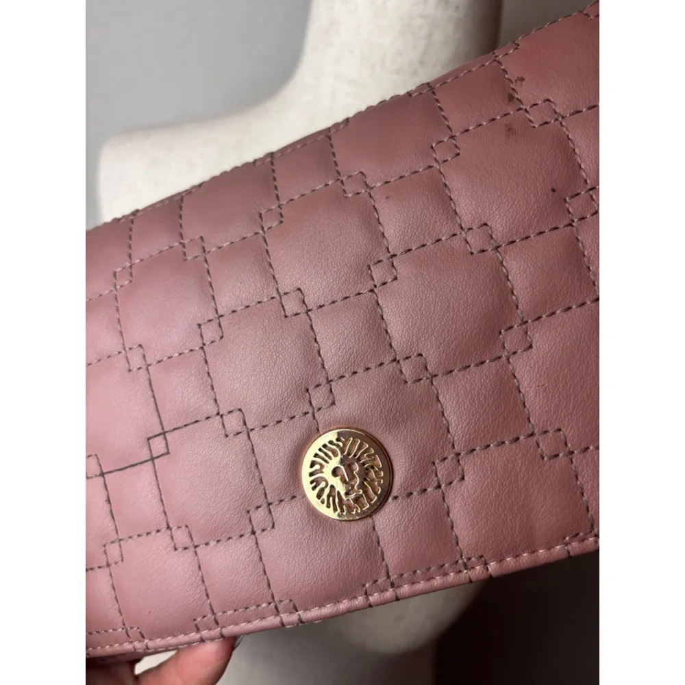 Anne Klein Mauve Quilted Wallet clutch 3 pc passport holder coin purse